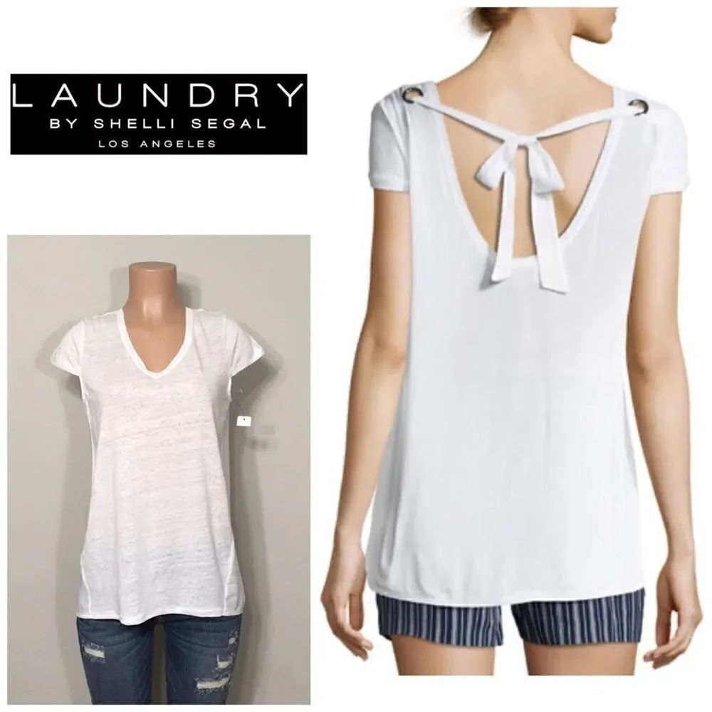 New. Laundry linen cap sleeve top.